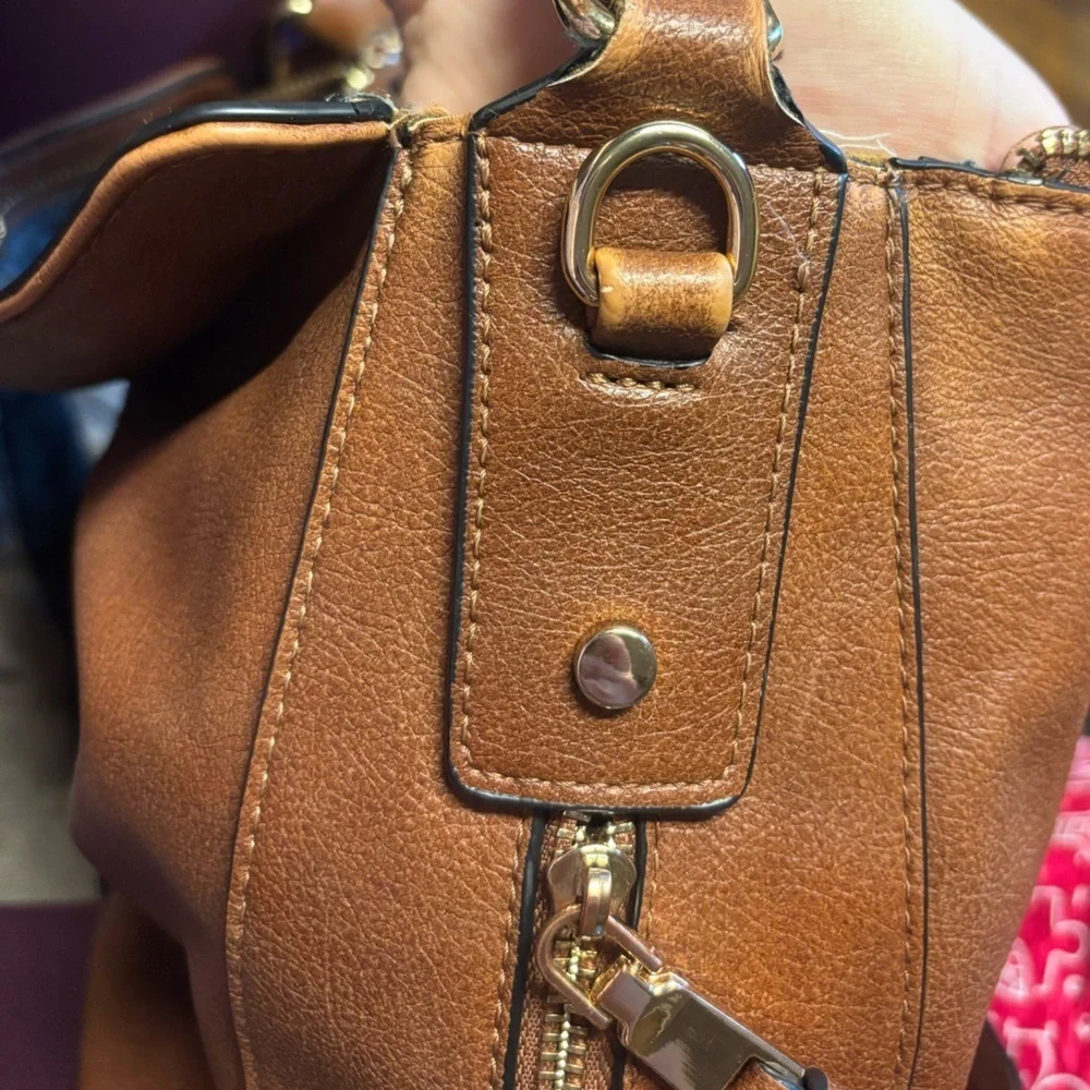 Elegant REALER Tan Vegan Leather Hobo Crossbody Bag